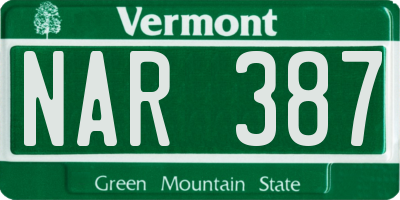 VT license plate NAR387