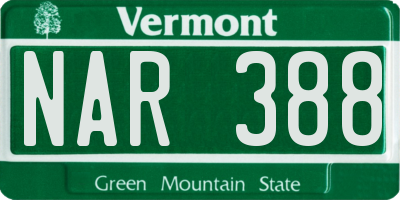 VT license plate NAR388