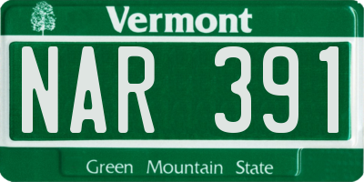 VT license plate NAR391