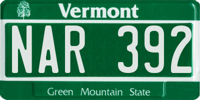 VT license plate NAR392