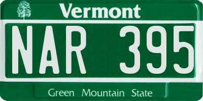 VT license plate NAR395
