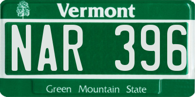 VT license plate NAR396