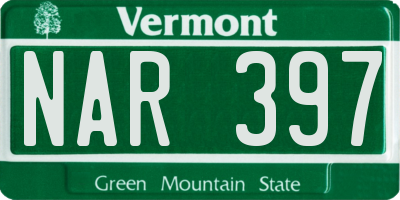 VT license plate NAR397