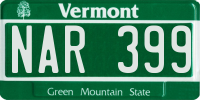 VT license plate NAR399