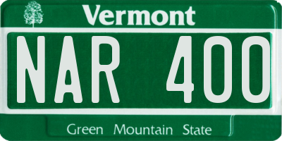 VT license plate NAR400