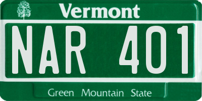VT license plate NAR401