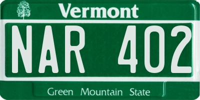 VT license plate NAR402