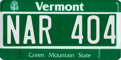 VT license plate NAR404