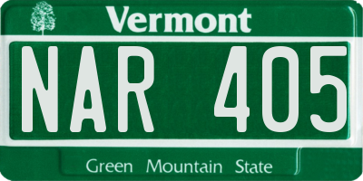 VT license plate NAR405