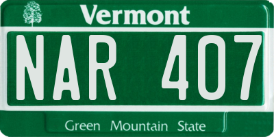 VT license plate NAR407