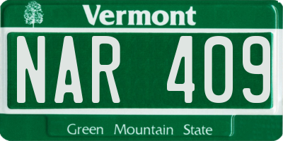VT license plate NAR409
