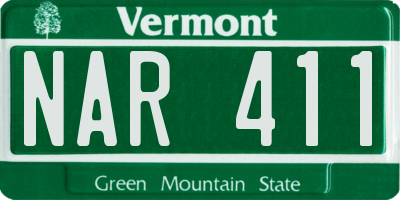 VT license plate NAR411