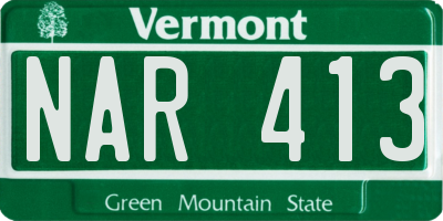 VT license plate NAR413