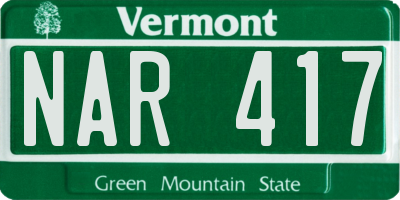 VT license plate NAR417