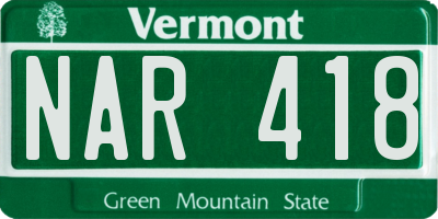 VT license plate NAR418