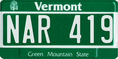 VT license plate NAR419