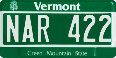 VT license plate NAR422