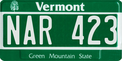 VT license plate NAR423