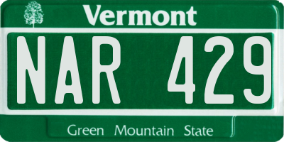 VT license plate NAR429