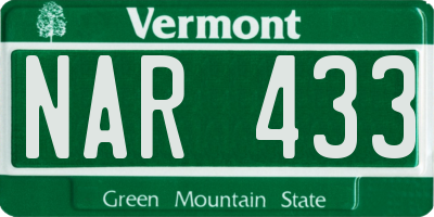 VT license plate NAR433