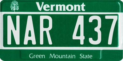VT license plate NAR437