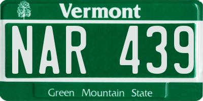 VT license plate NAR439
