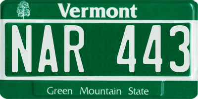 VT license plate NAR443
