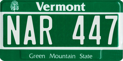 VT license plate NAR447