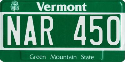 VT license plate NAR450
