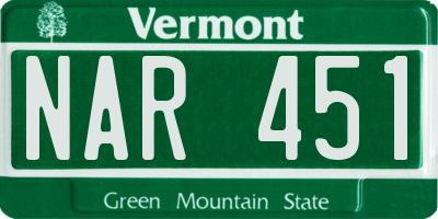 VT license plate NAR451