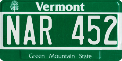 VT license plate NAR452