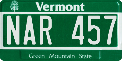 VT license plate NAR457