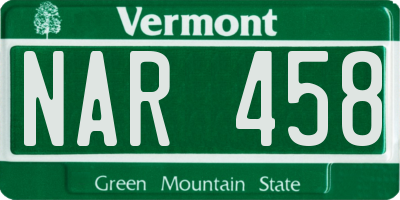 VT license plate NAR458