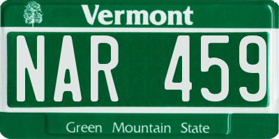 VT license plate NAR459