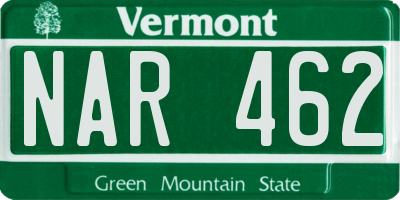 VT license plate NAR462
