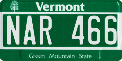 VT license plate NAR466