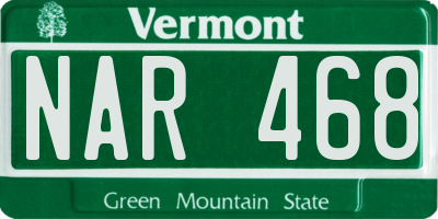 VT license plate NAR468