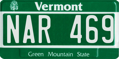 VT license plate NAR469