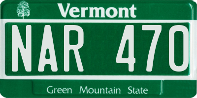 VT license plate NAR470