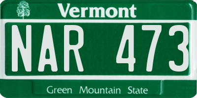 VT license plate NAR473