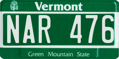 VT license plate NAR476