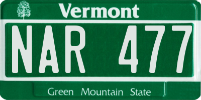 VT license plate NAR477