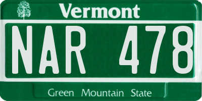 VT license plate NAR478