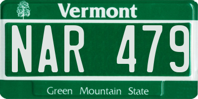 VT license plate NAR479