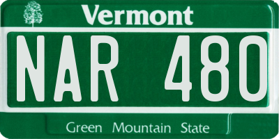 VT license plate NAR480