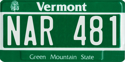 VT license plate NAR481