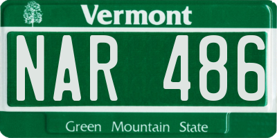 VT license plate NAR486