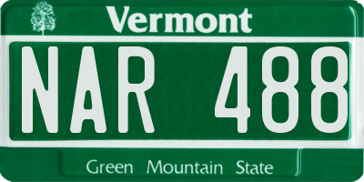 VT license plate NAR488