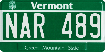 VT license plate NAR489