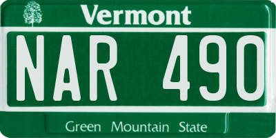 VT license plate NAR490